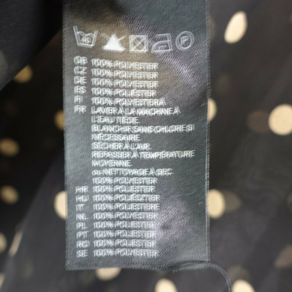 Polka Dot Peasant Blouse Womens XS 2 Black Sheer Button Up Whimsigoth Boho HM - Picture 8 of 9